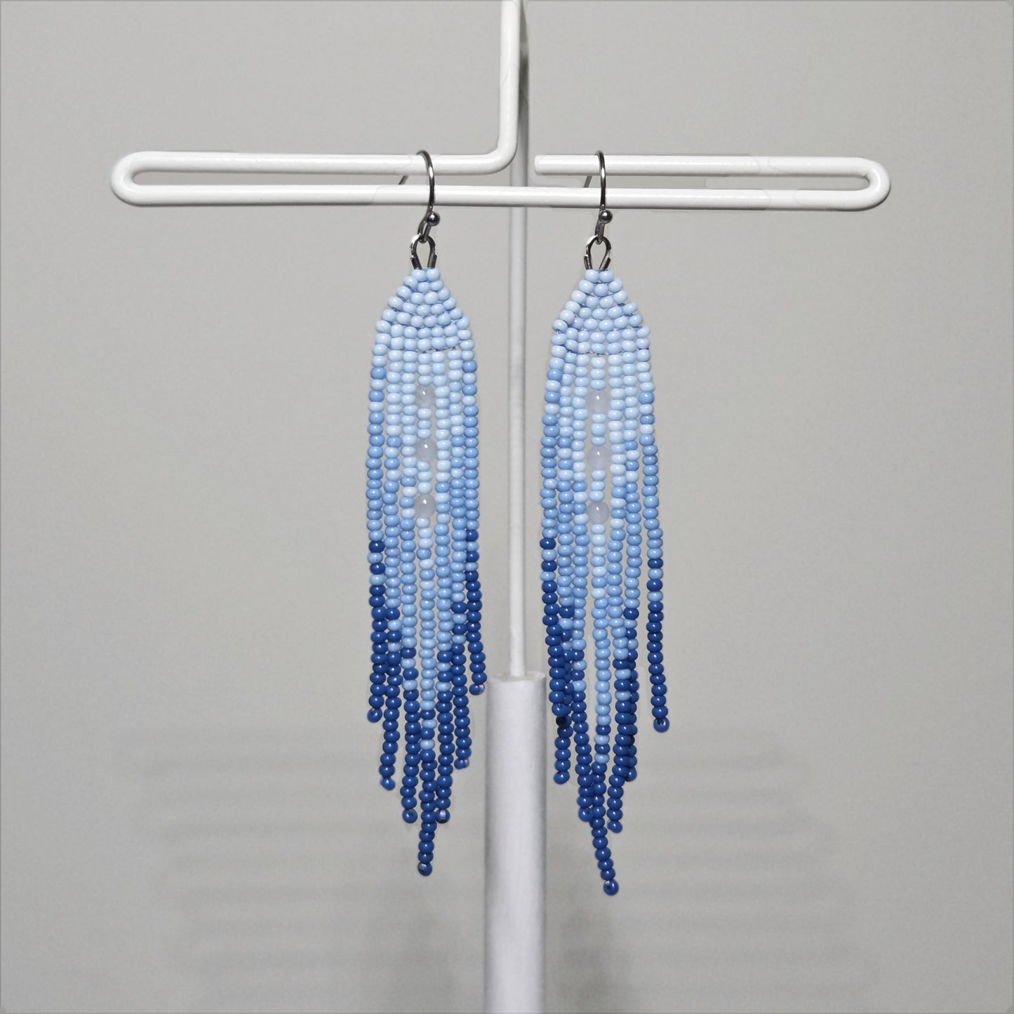8cm Blue Fringe Earrings