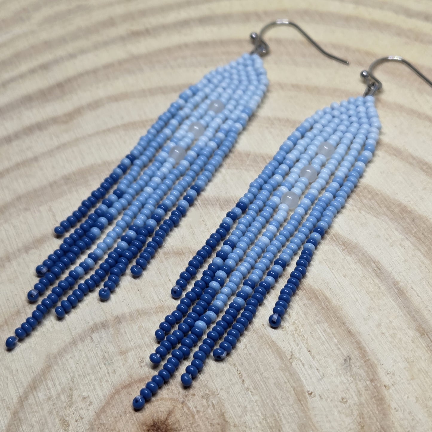 8cm Blue Fringe Earrings